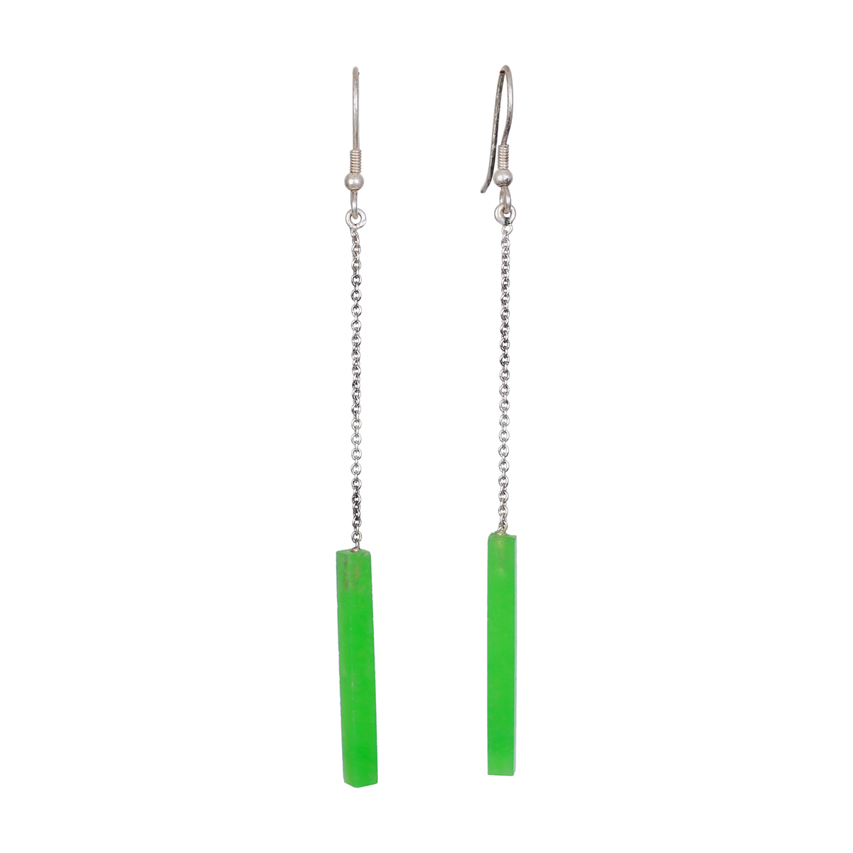 Green Jet Stone Jewelry Set | Sterling Silver Pendant & Earrings