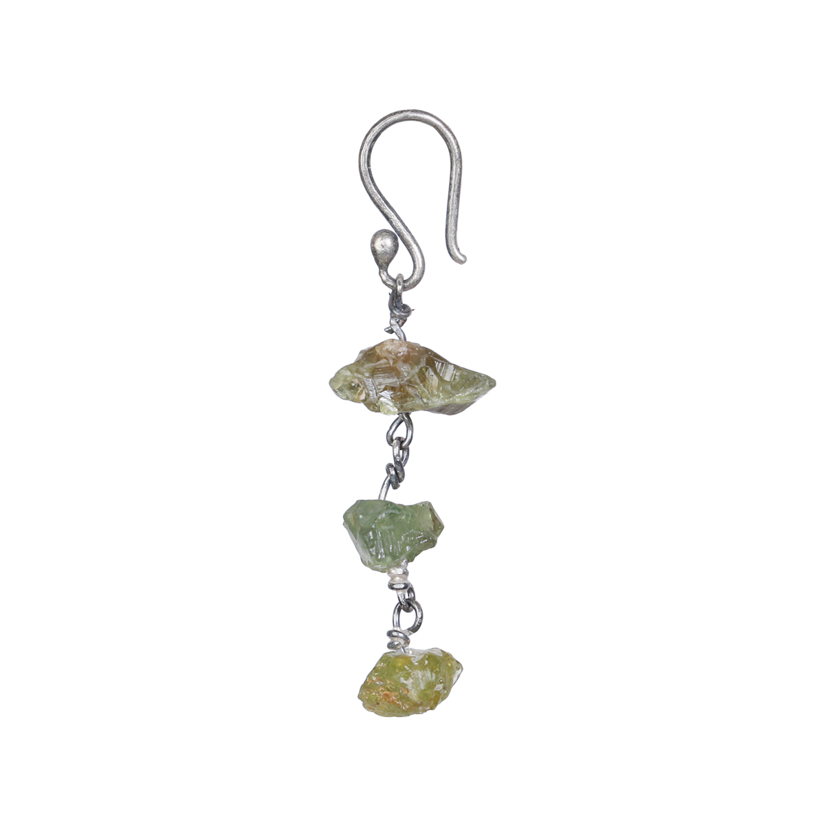 Green Jet Stone Shoulder Earrings | Sterling Silver Cluster Earrings