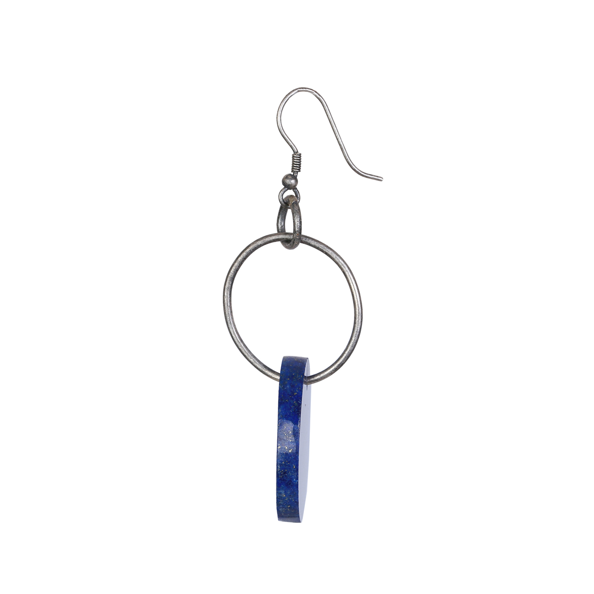 Lapis Lazuli Stone Dangle Earrings | Sterling Silver Round Hook Earrings