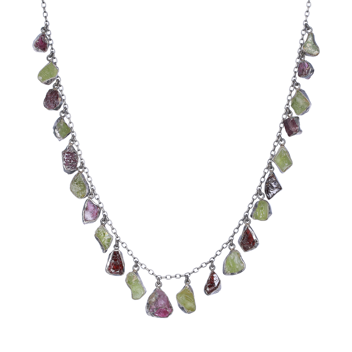 Multi-Stone Charm Necklace | Sterling Silver Choker Necklace