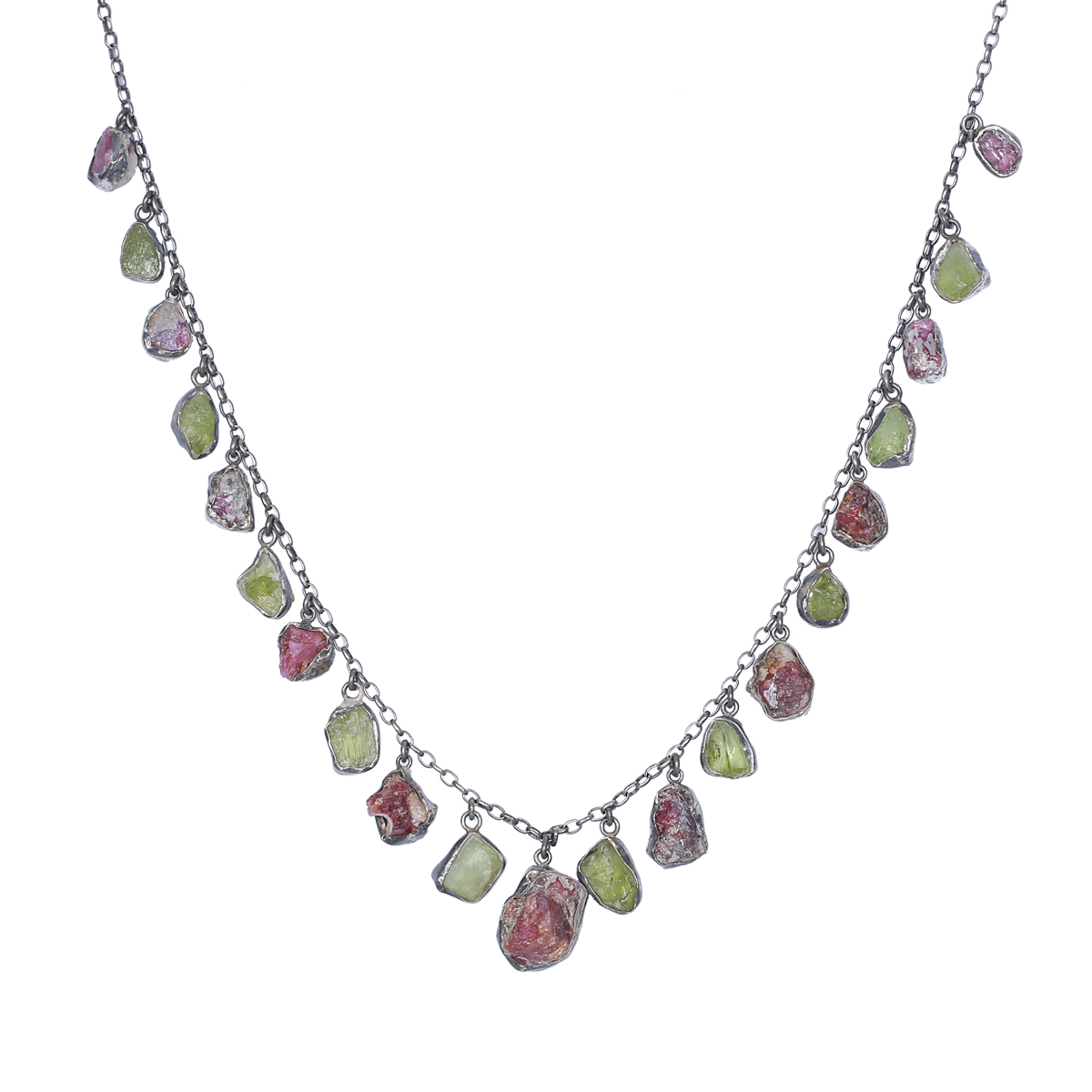 Ruby and Jet Choker Necklace | Sterling Silver Charm Necklace
