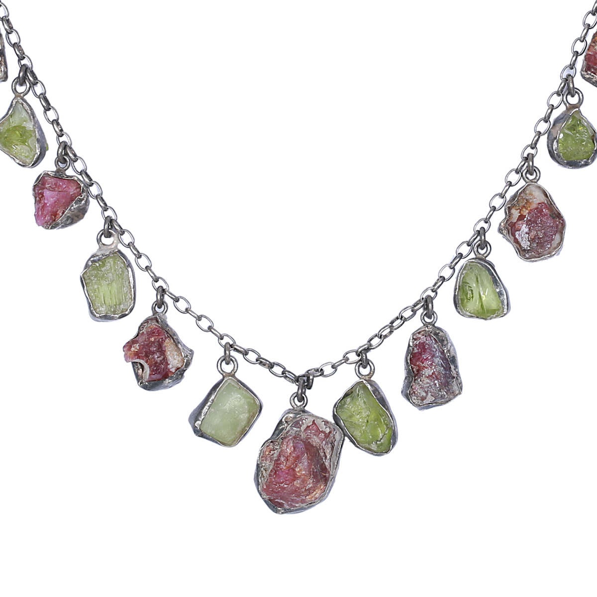 Ruby and Jet Choker Necklace | Sterling Silver Charm Necklace