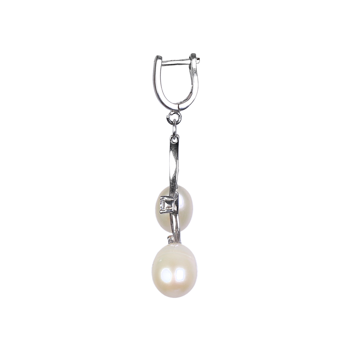 White Pearls Clip-On Earrings | Sterling Silver Jacket Clip-On Earrings