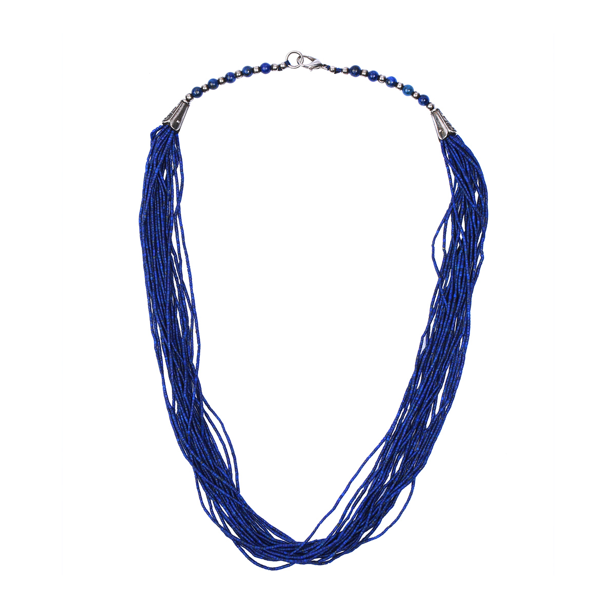 Lapis Lazuli Beaded Jewelry Set | Sterling Silver Necklace, Earrings & Bracelet