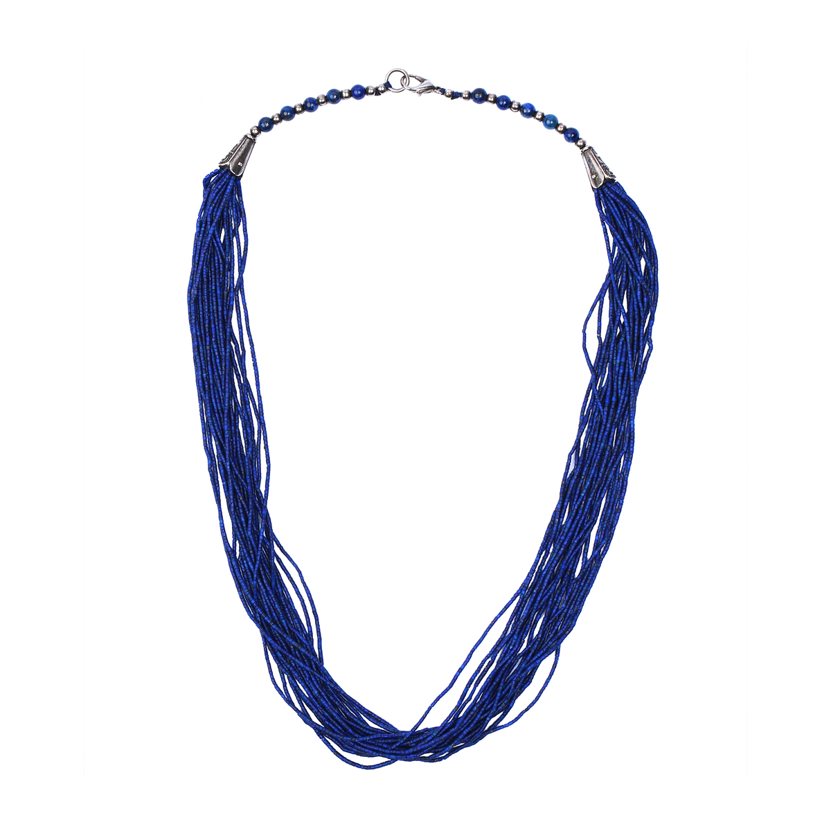Lapis Lazuli Stranded Choker Necklace | Sterling Silver Necklace