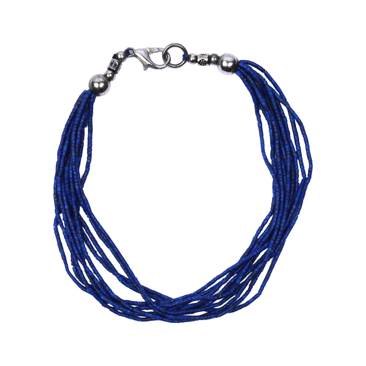 Lapis Lazuli Choker Necklace | Sterling Silver Multi Stranded Necklace