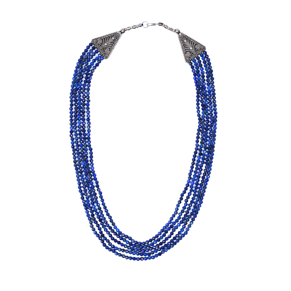Lapis Lazuli Multi-Stranded Jewelry Set | Sterling Silver Necklace, Earrings & Bracelet