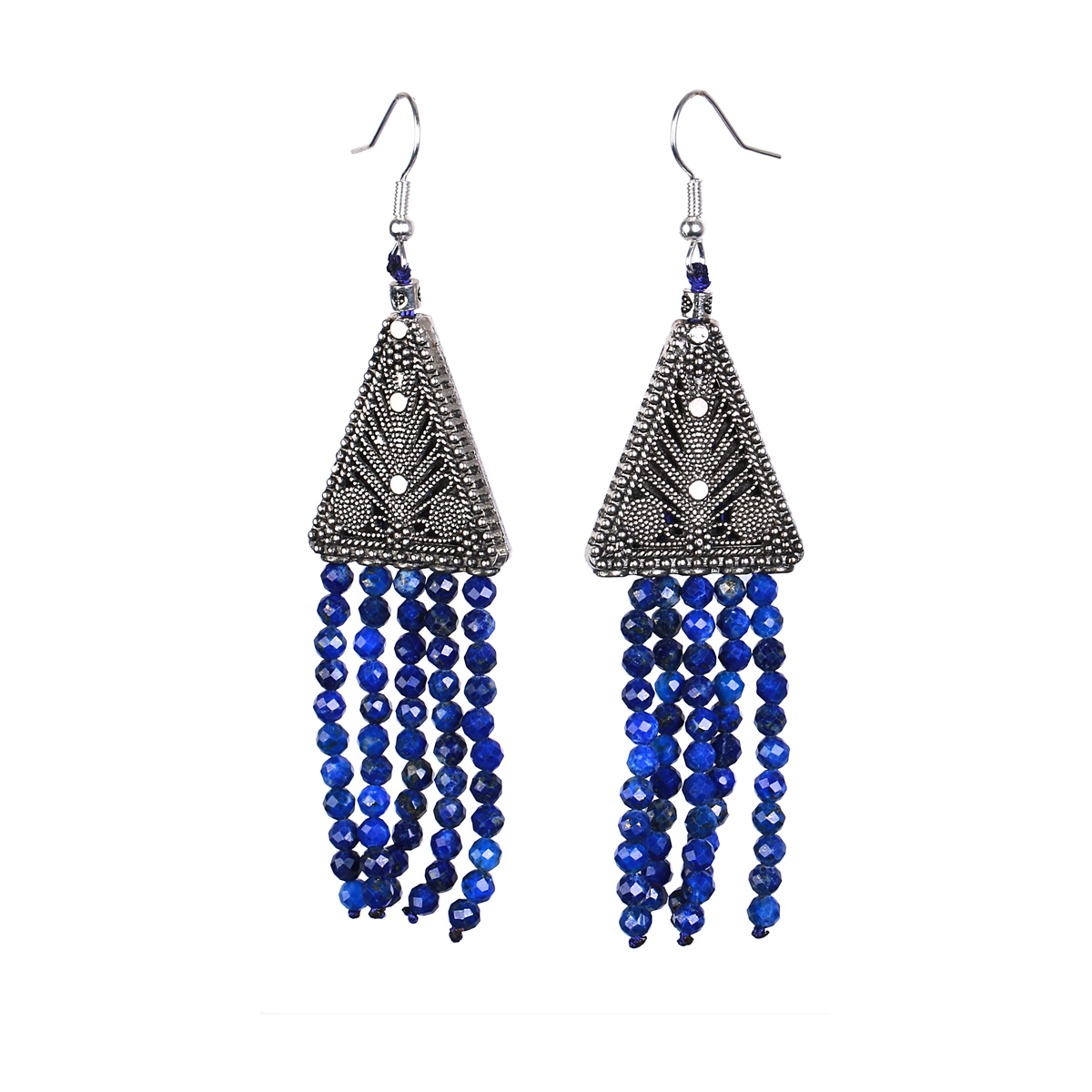 Lapis Lazuli Multi-Stranded Jewelry Set | Sterling Silver Necklace, Earrings & Bracelet