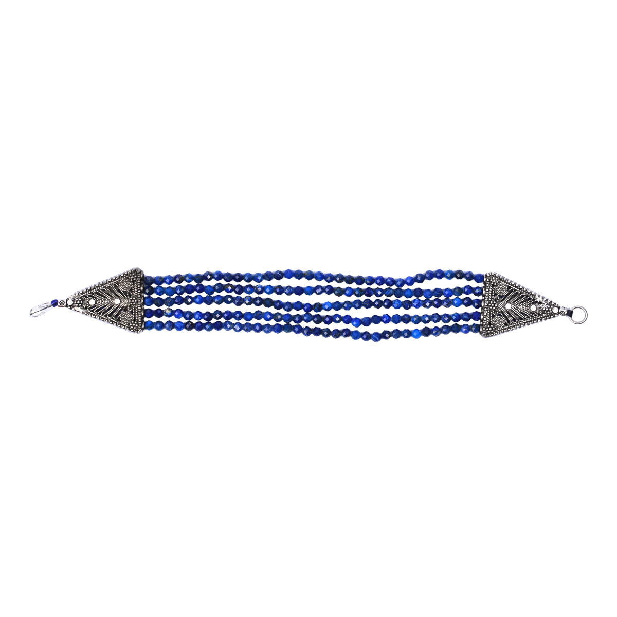 Lapis Lazuli Beaded Choker Necklace | Sterling Silver Multi Stranded Necklace
