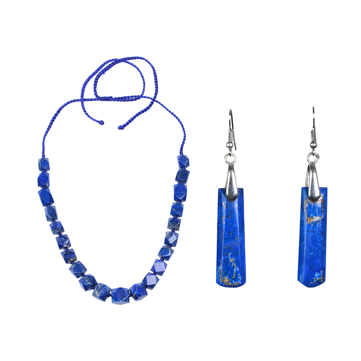 Lapis Lazuli Jewelry Set | Graduated Necklace & Rectangle Earrings