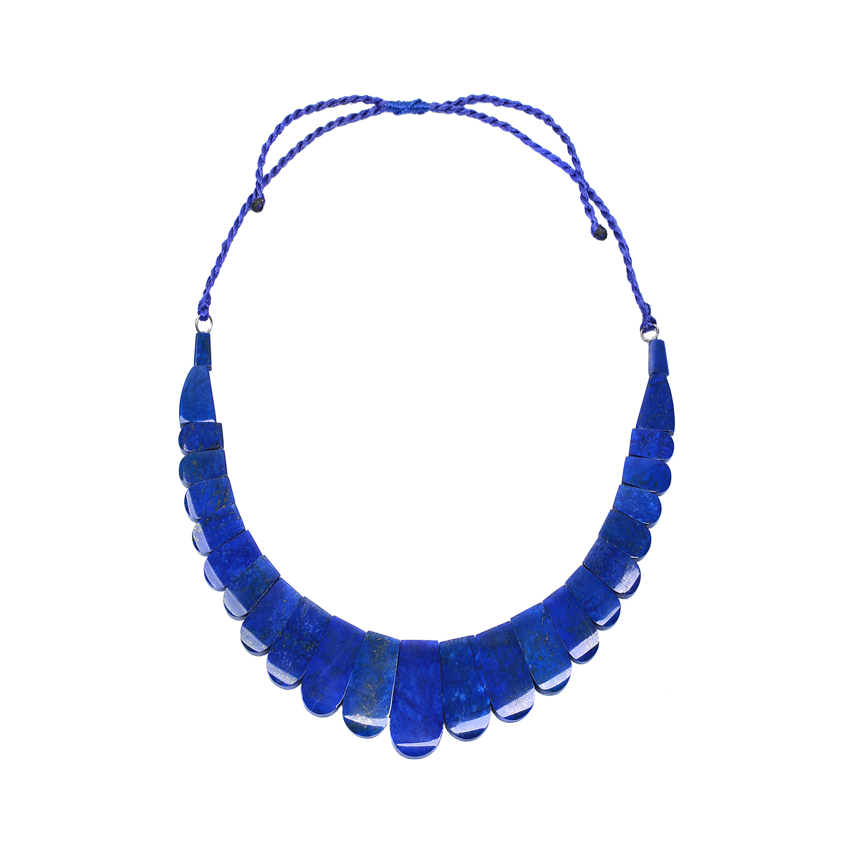 Denim Blue Lapis Stone Necklace | Braided Collar Necklace