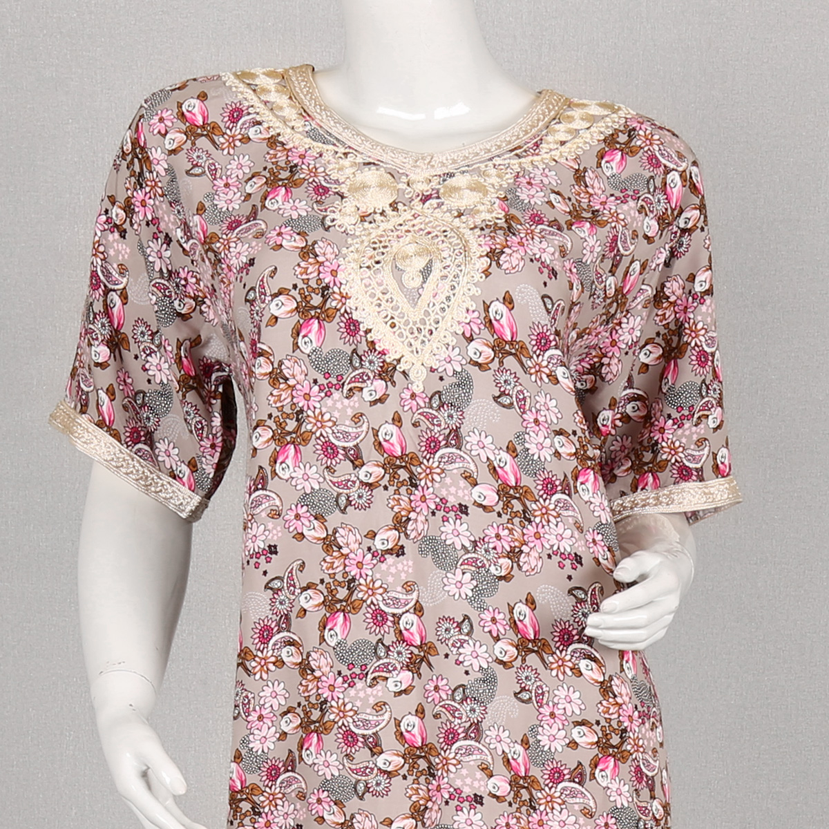 Printed A-Line Maxi | Cream Casual Wear Gown