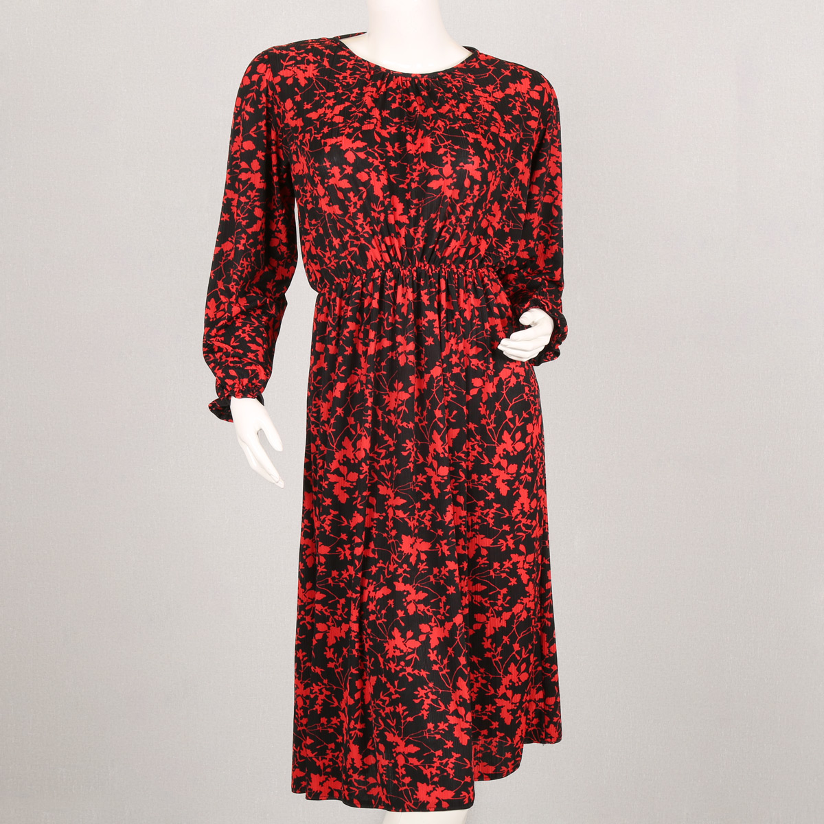 All-Over Printed Maxi | Cuff Sleeve Pleated Maxi