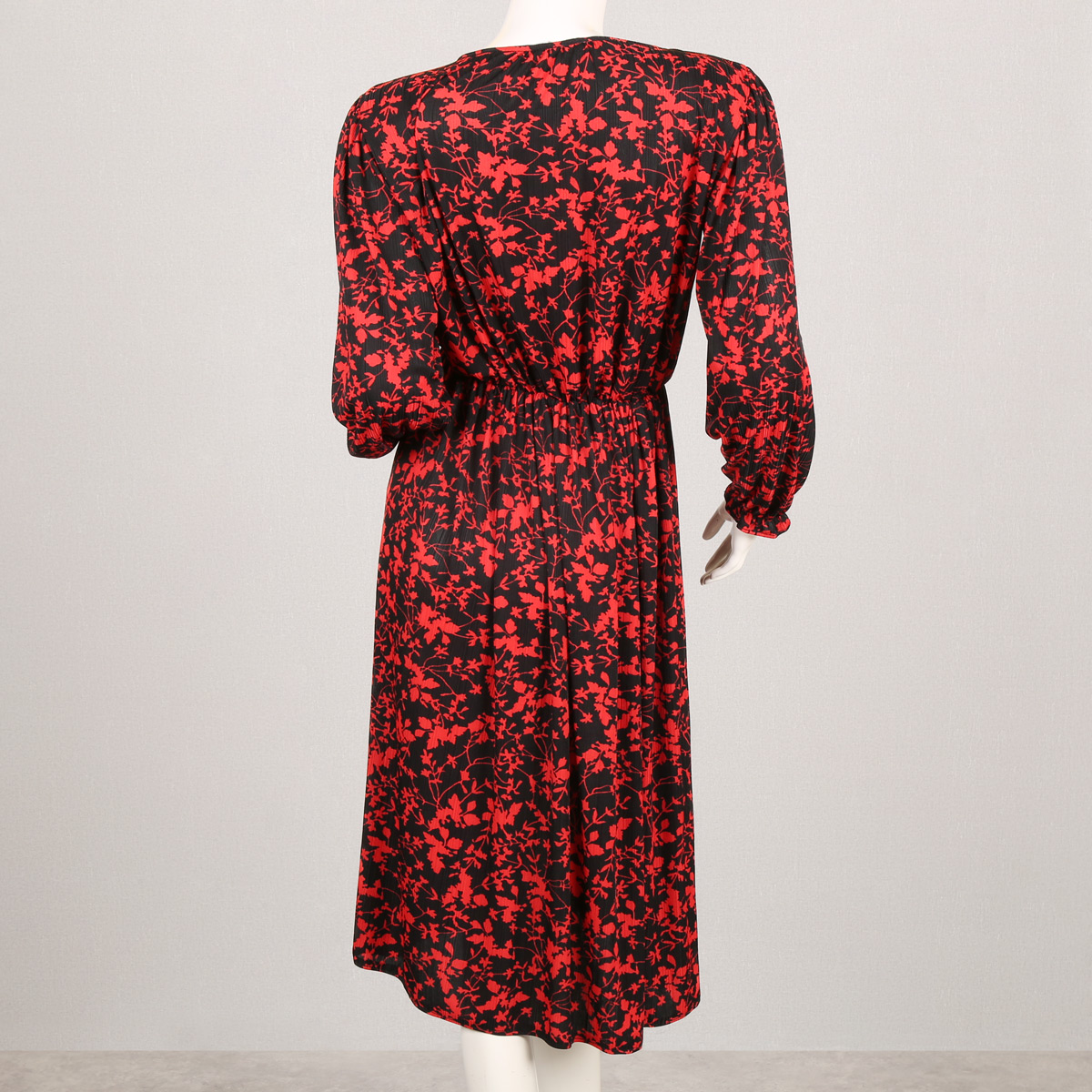 All-Over Printed Maxi | Cuff Sleeve Pleated Maxi
