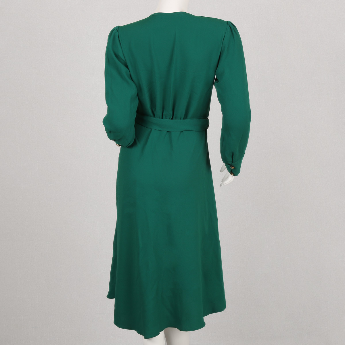 Green Wrap Belted Gown | Crepe Casual Dress