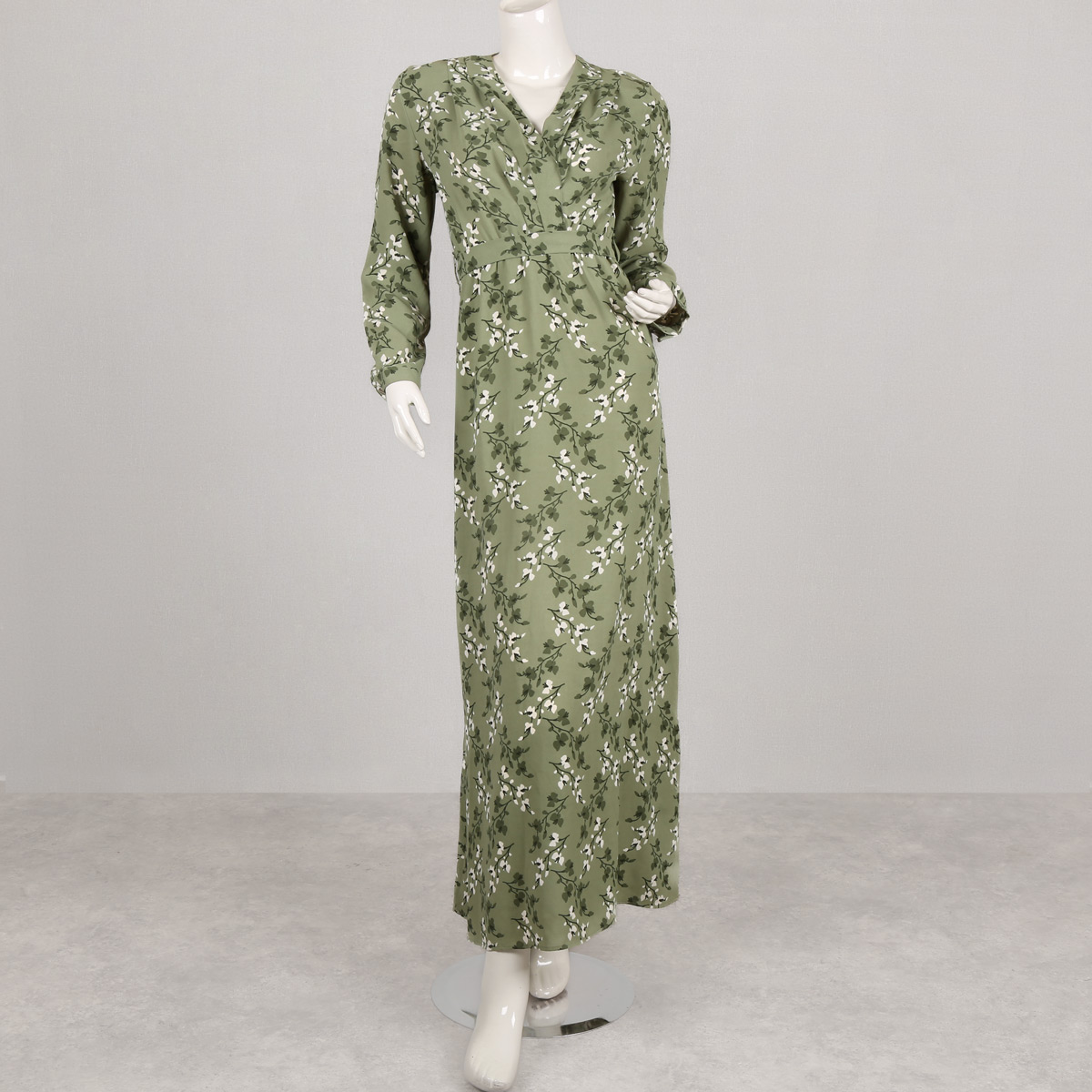 Printed Kimono Style Maxi | Green Wrap Gown | Aseel