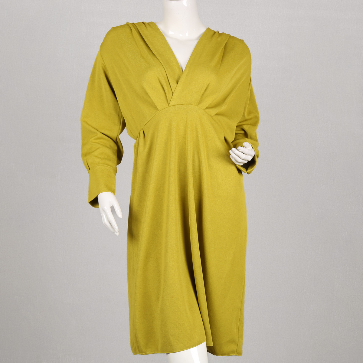 Wrap Style Long Frock | Mustard Cuff Sleeve Dress