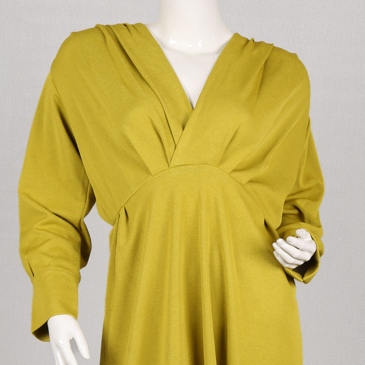 Wrap Style Long Frock | Mustard Cuff Sleeve Dress