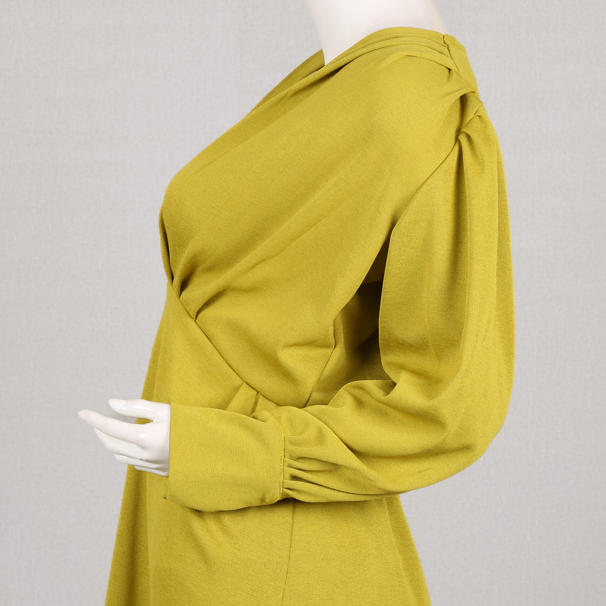 Wrap Style Long Frock | Mustard Cuff Sleeve Dress