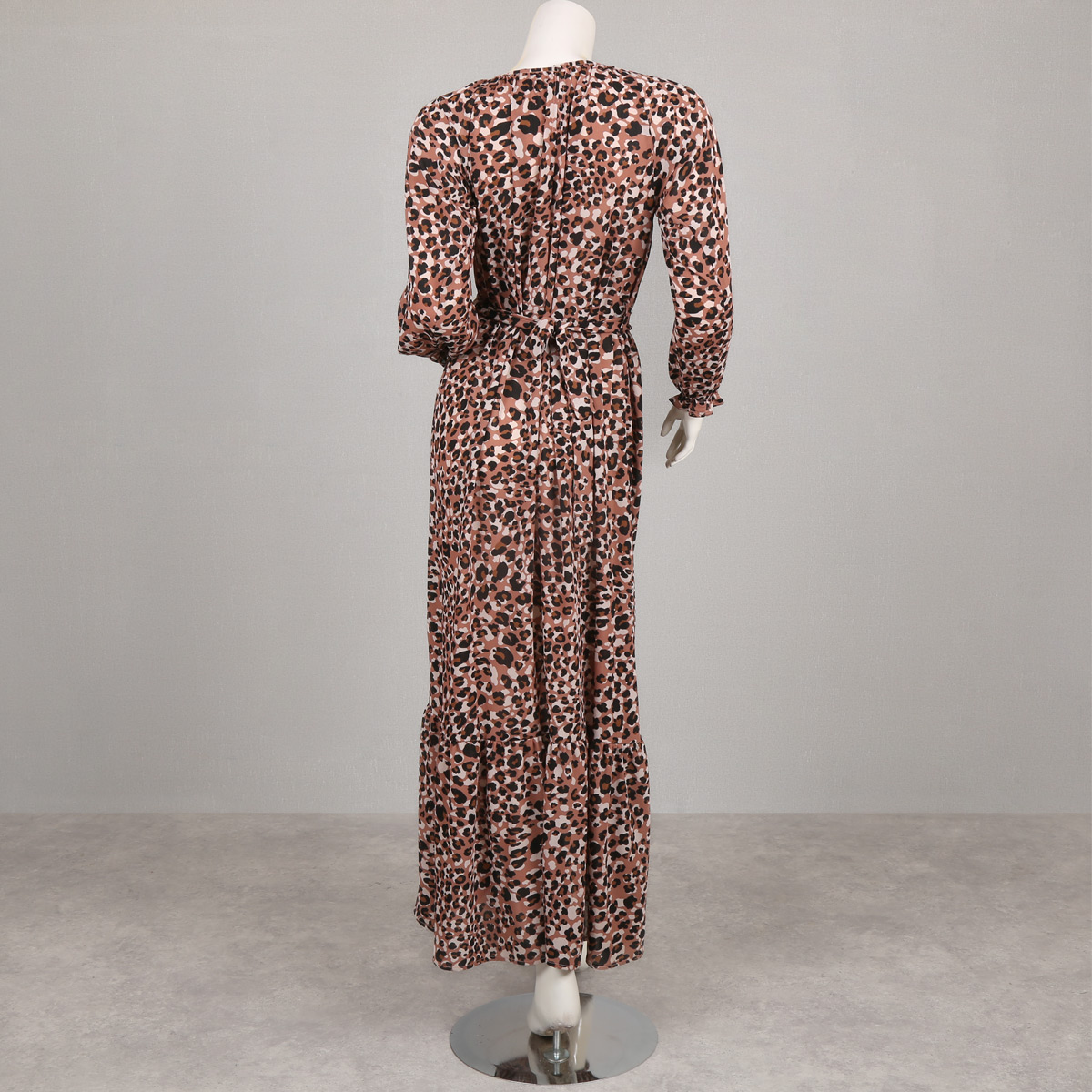 Georgette Tiger Print Casual Dress | Cuff Sleeve Straight Maxi