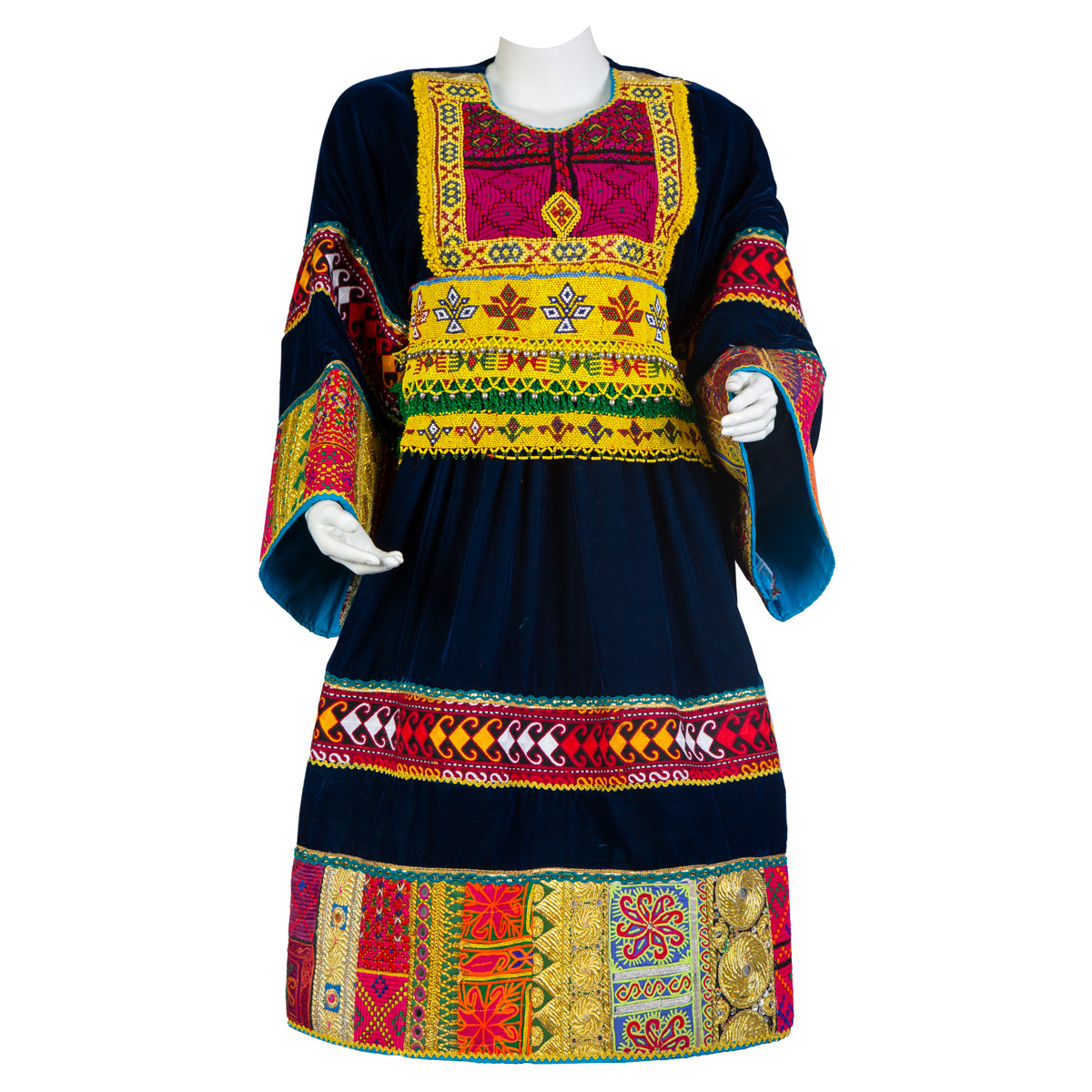 Navy Blue Embroidered Velvet Party Wear | Gande Afghani