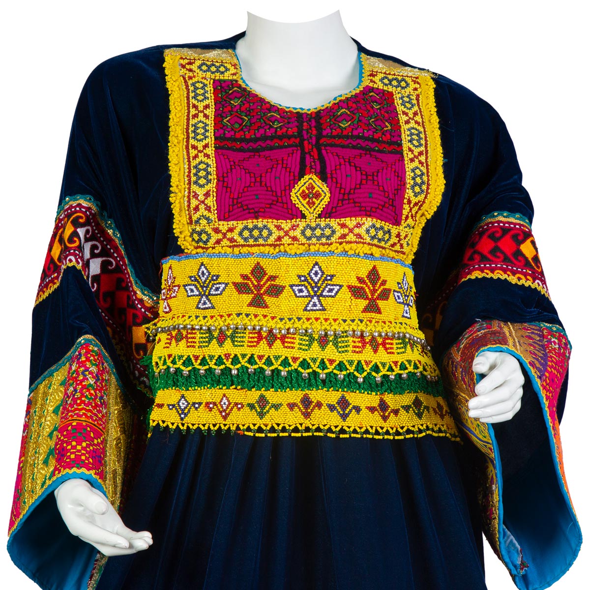 Navy Blue Embroidered Velvet Party Wear | Gande Afghani