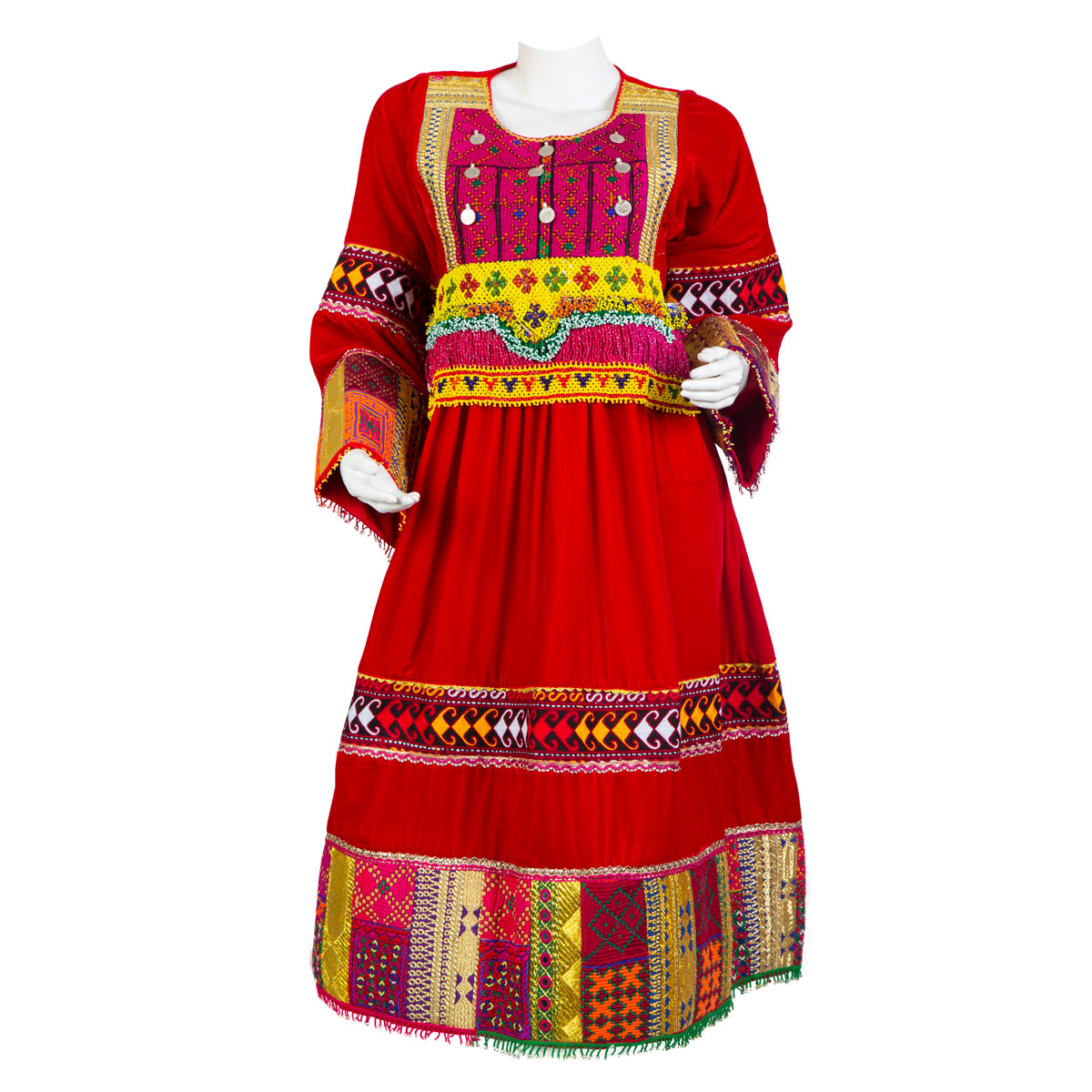 Fancy Pauli Design Red Velvet Dress | Gande Afghani