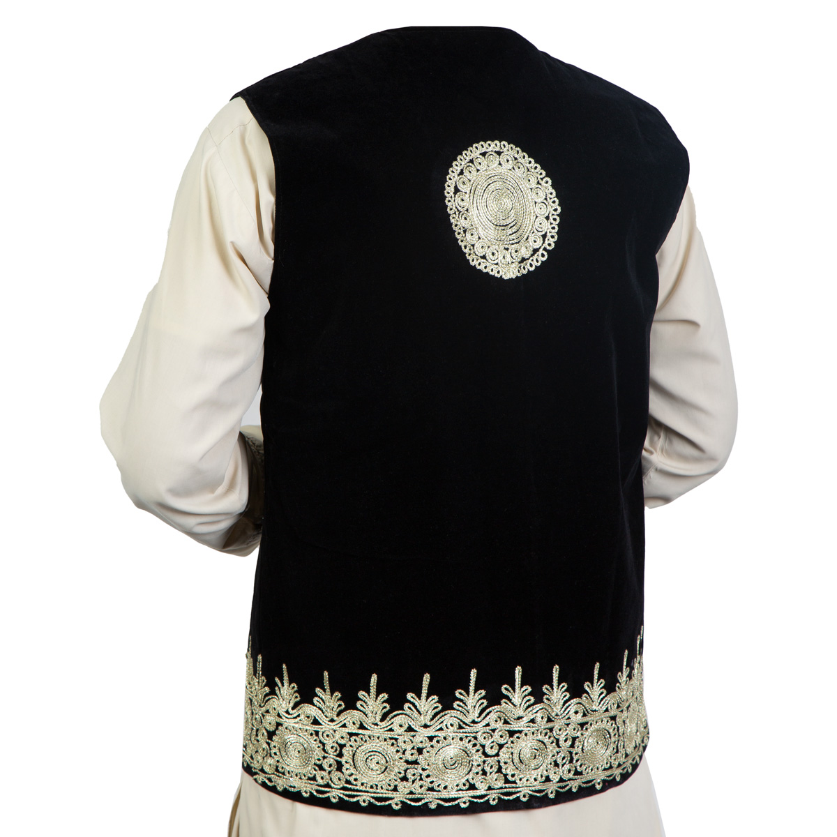 Men's Waistcoat With Gulabaton Embroidery | Black Wasket