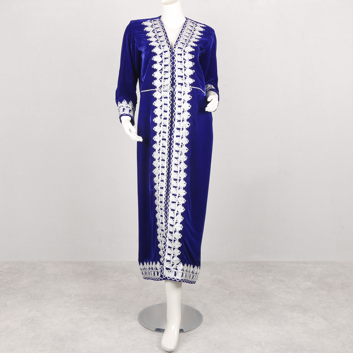 Blue Cherma Embroidered Chappan | Party Wear Long Velvet Coat 