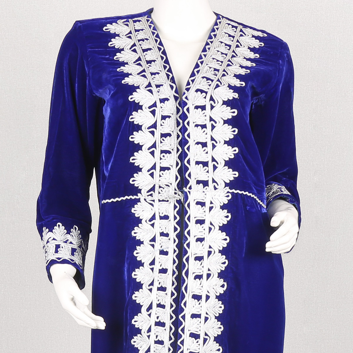 Blue Cherma Embroidered Chappan | Party Wear Long Velvet Coat 