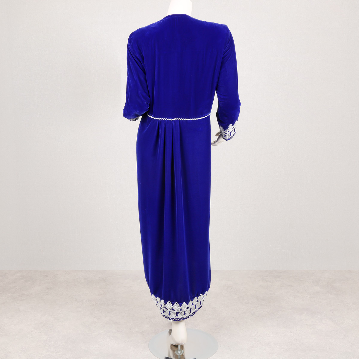 Blue Cherma Embroidered Chappan | Party Wear Long Velvet Coat 
