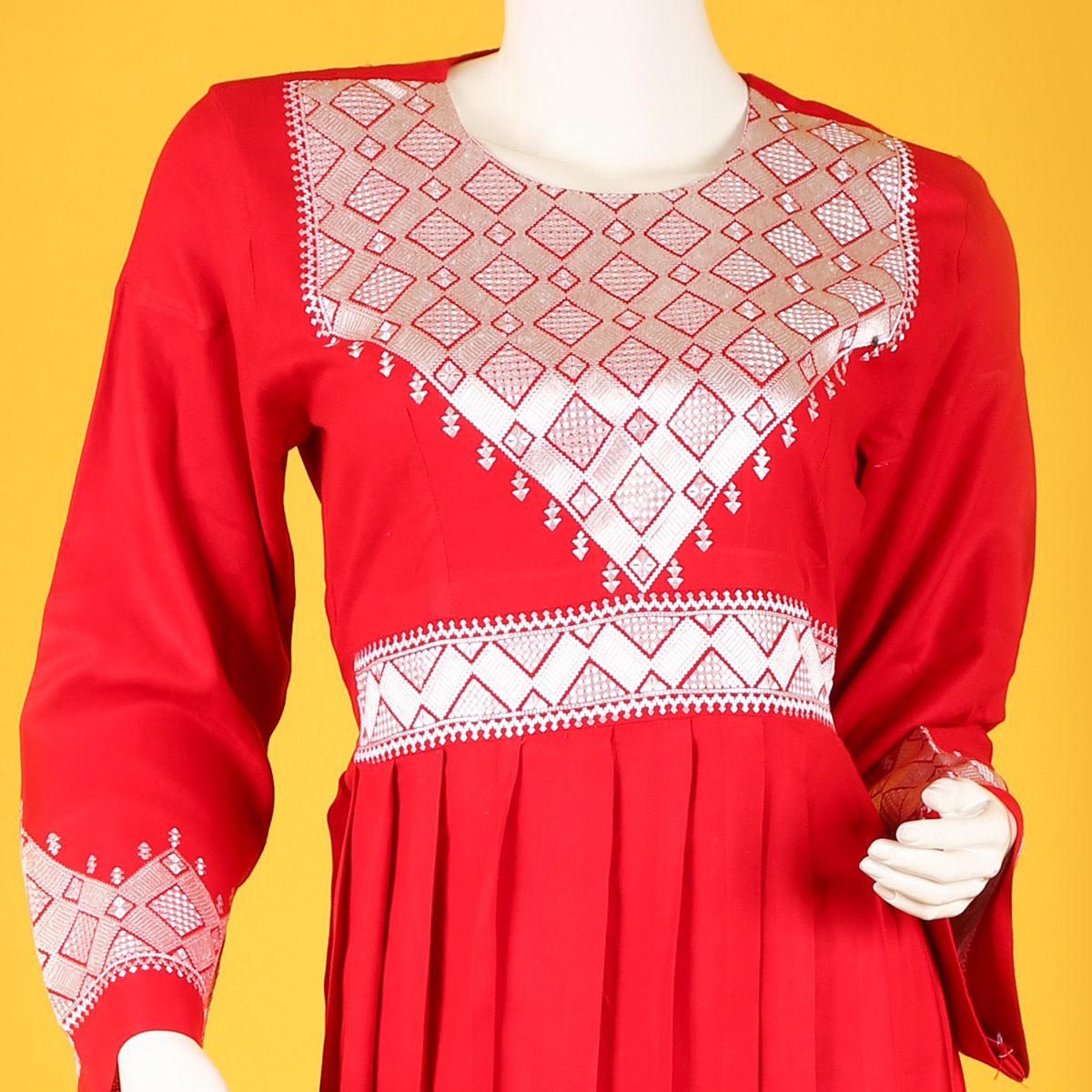 Red Hazaragi Embroidered Party Wear Dress & Trouser
