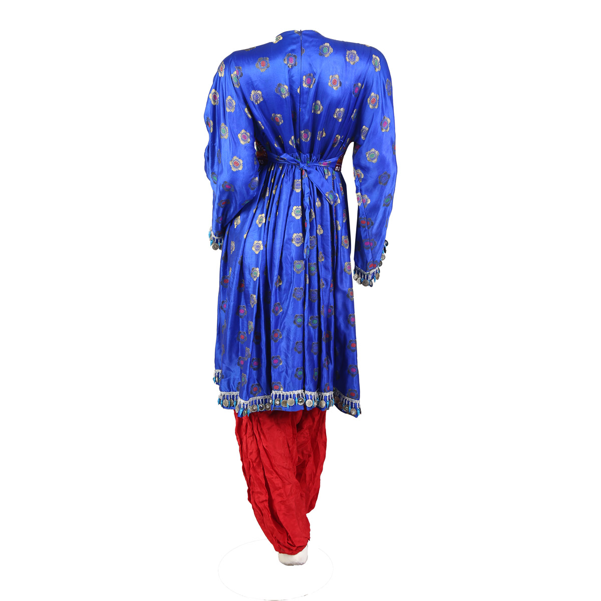 Banarasi Kandarai Design Blue Plated Afghan Dress