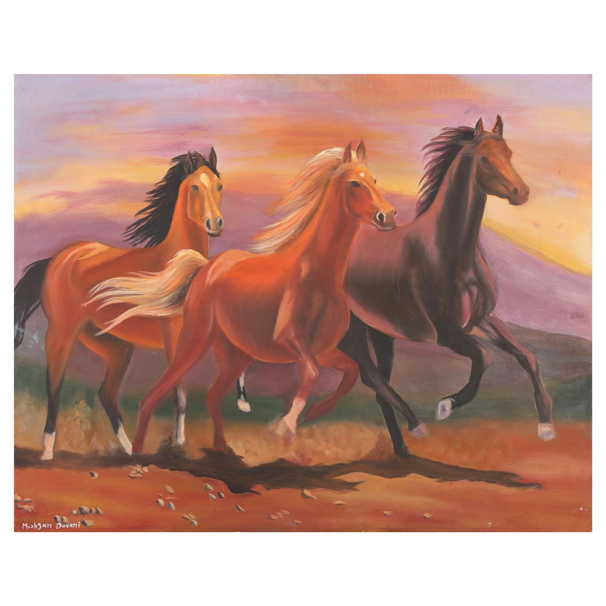 Running Horses on Canvas Art| Oil Color Artwork