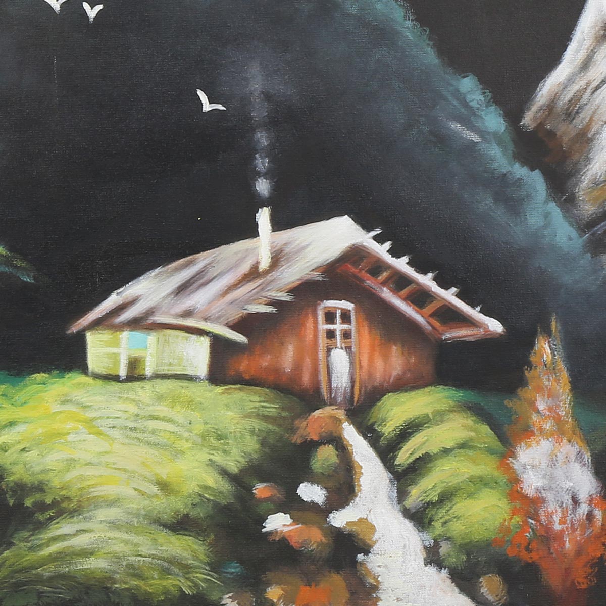 Night View Artwork| Village House Oil Color Painting