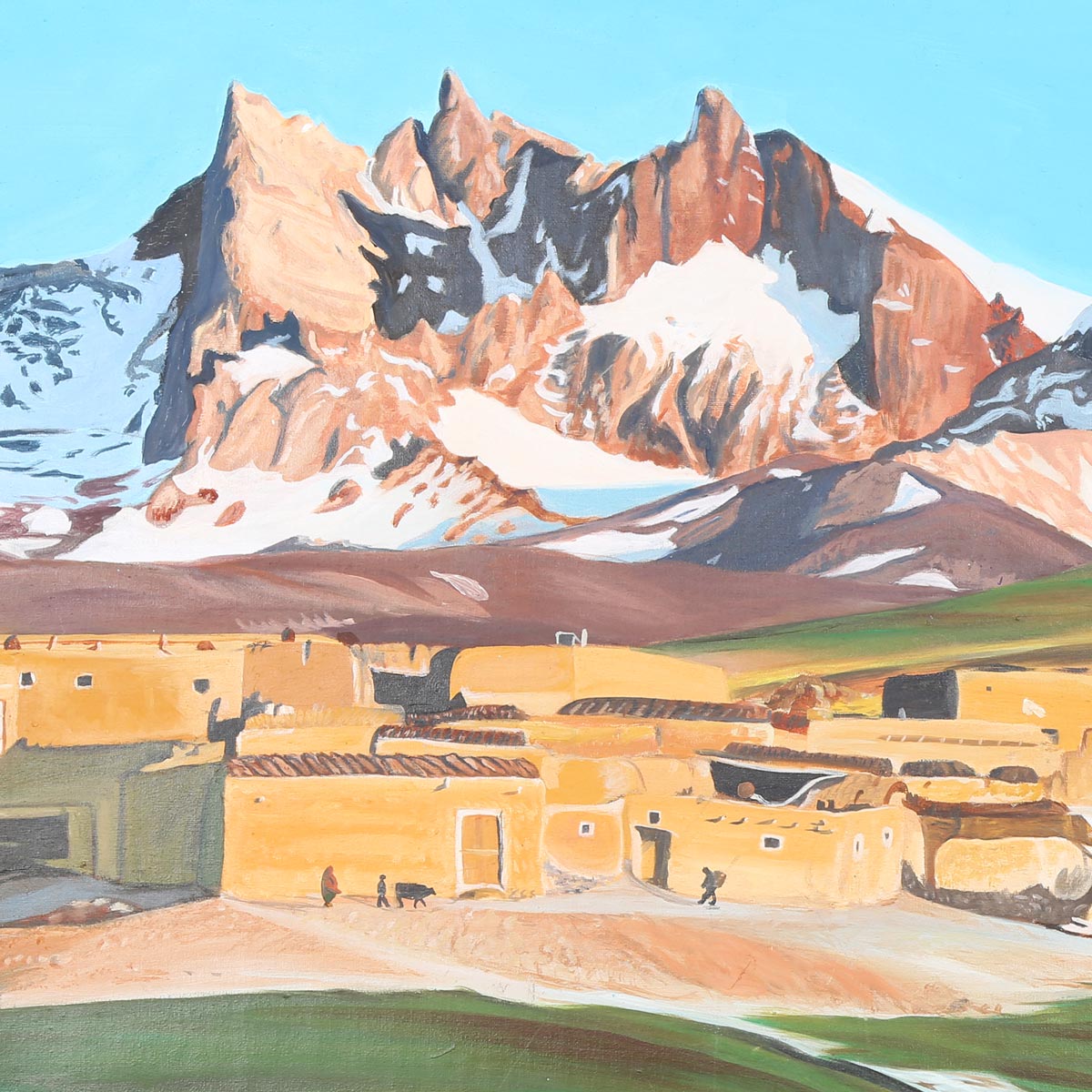 Nuristan Mountains Artwork on Canvas| Nusirtani Village Oil Work