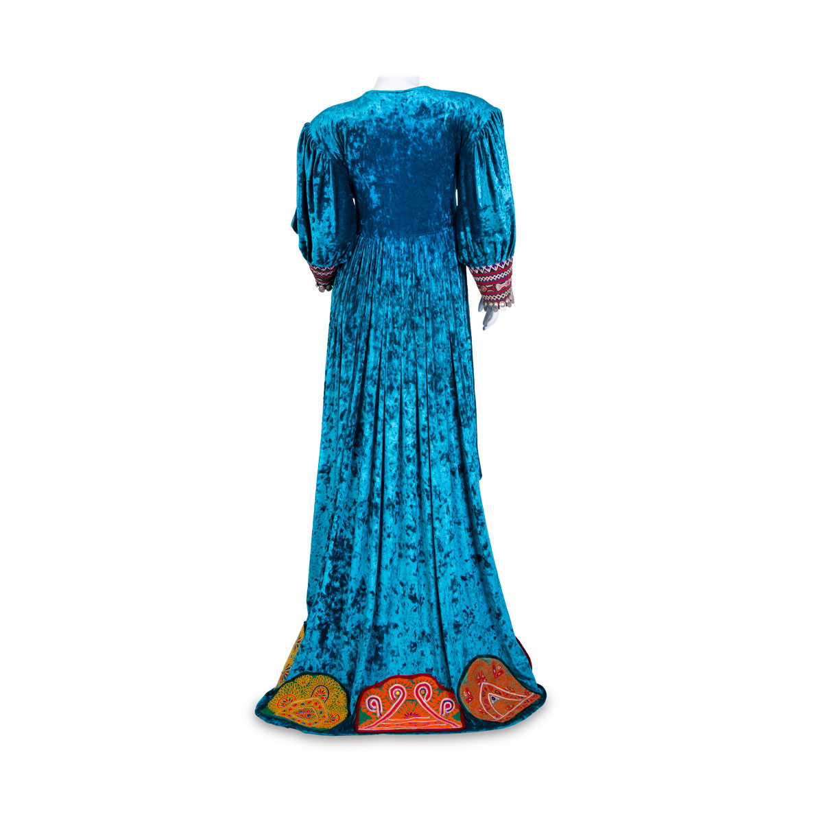 Afghan Velvet Long Dress with Colorful Embroidery