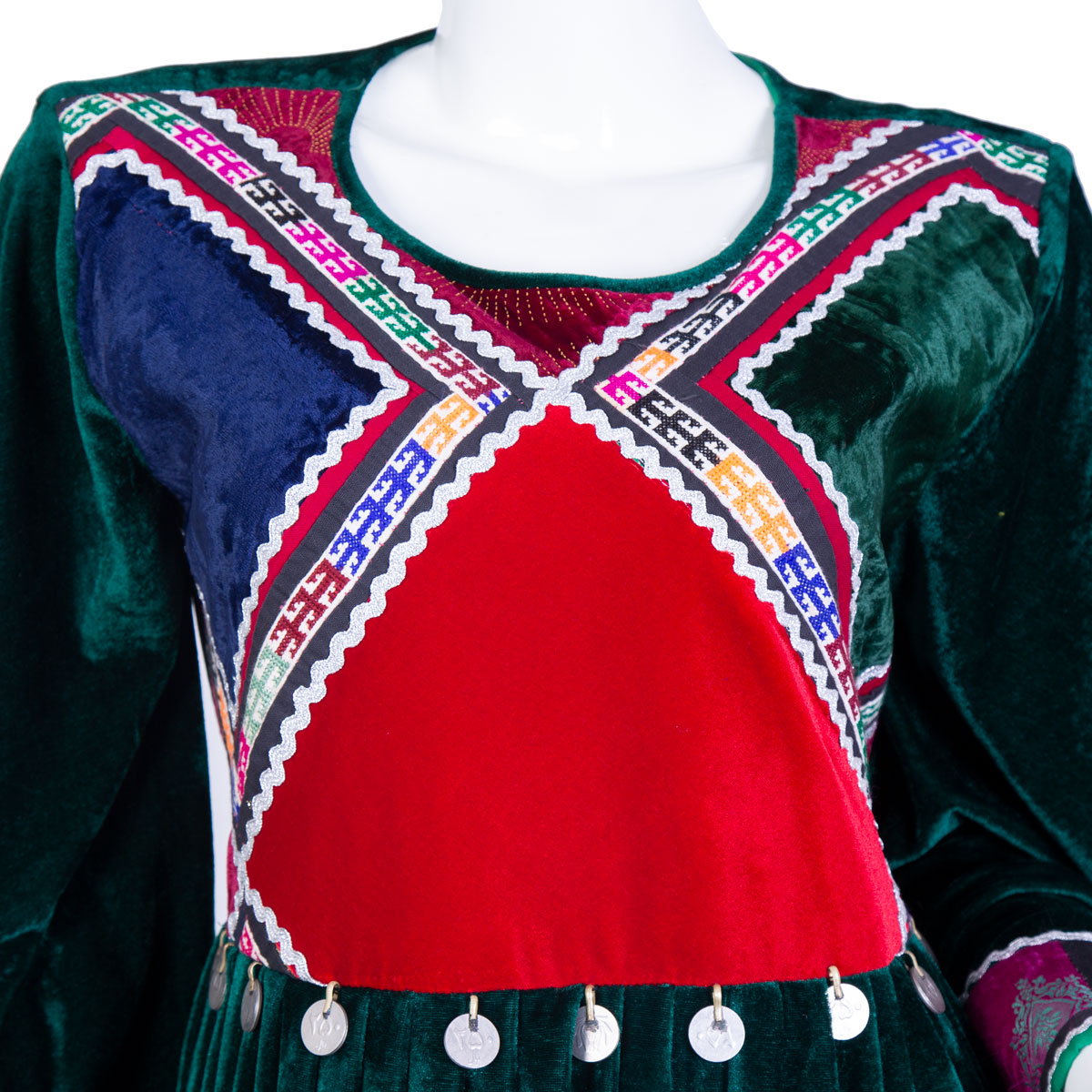 Afghan Dark Green Velvet Long Dress