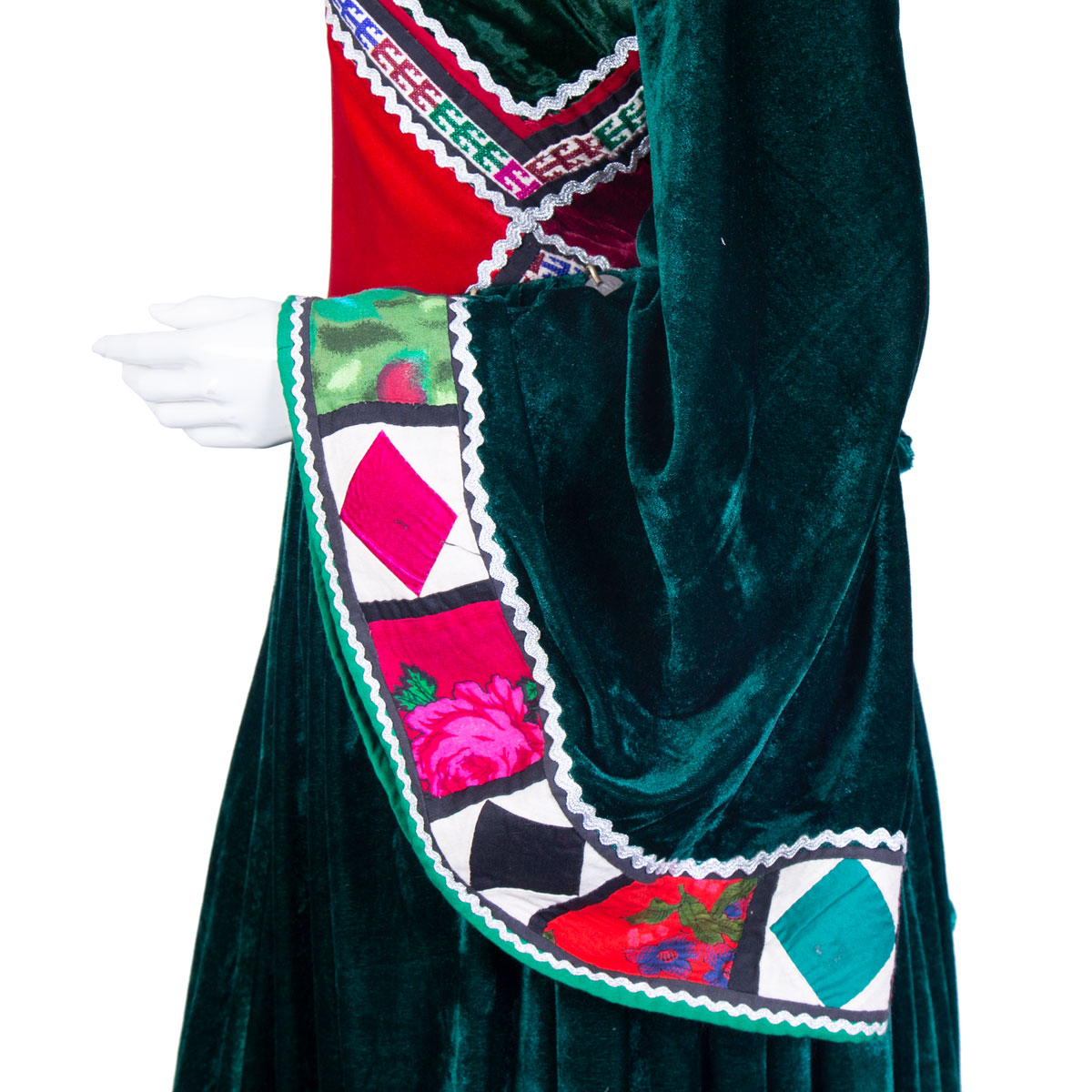 Afghan Dark Green Velvet Long Dress