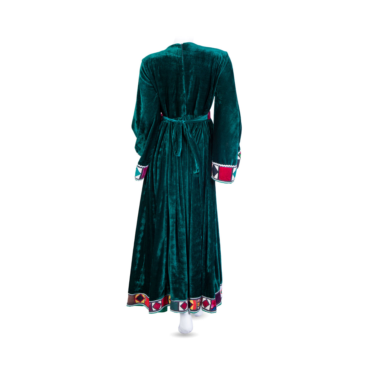 Afghan Dark Green Velvet Long Dress