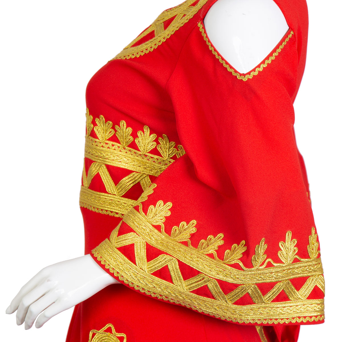 Afghan Red Long Dress With Golden-Colored Embroidery