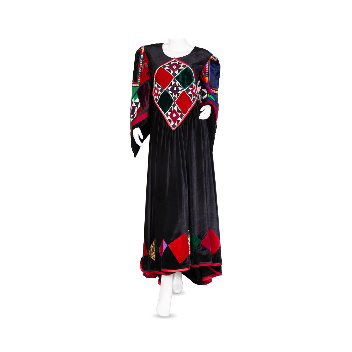 Afghan Black Velvet Long Dress
