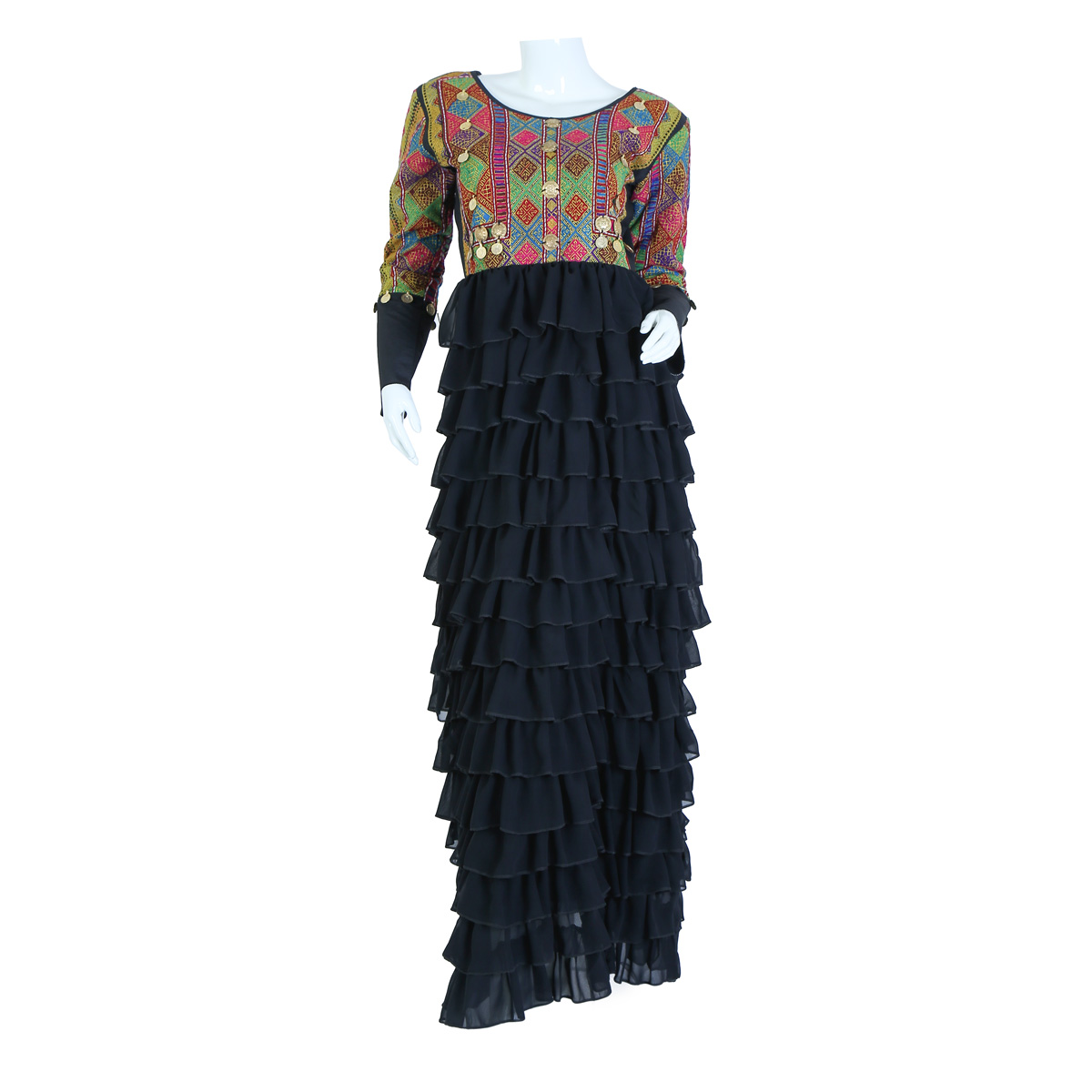 Afghan Jarjet Fabric Long Dress 