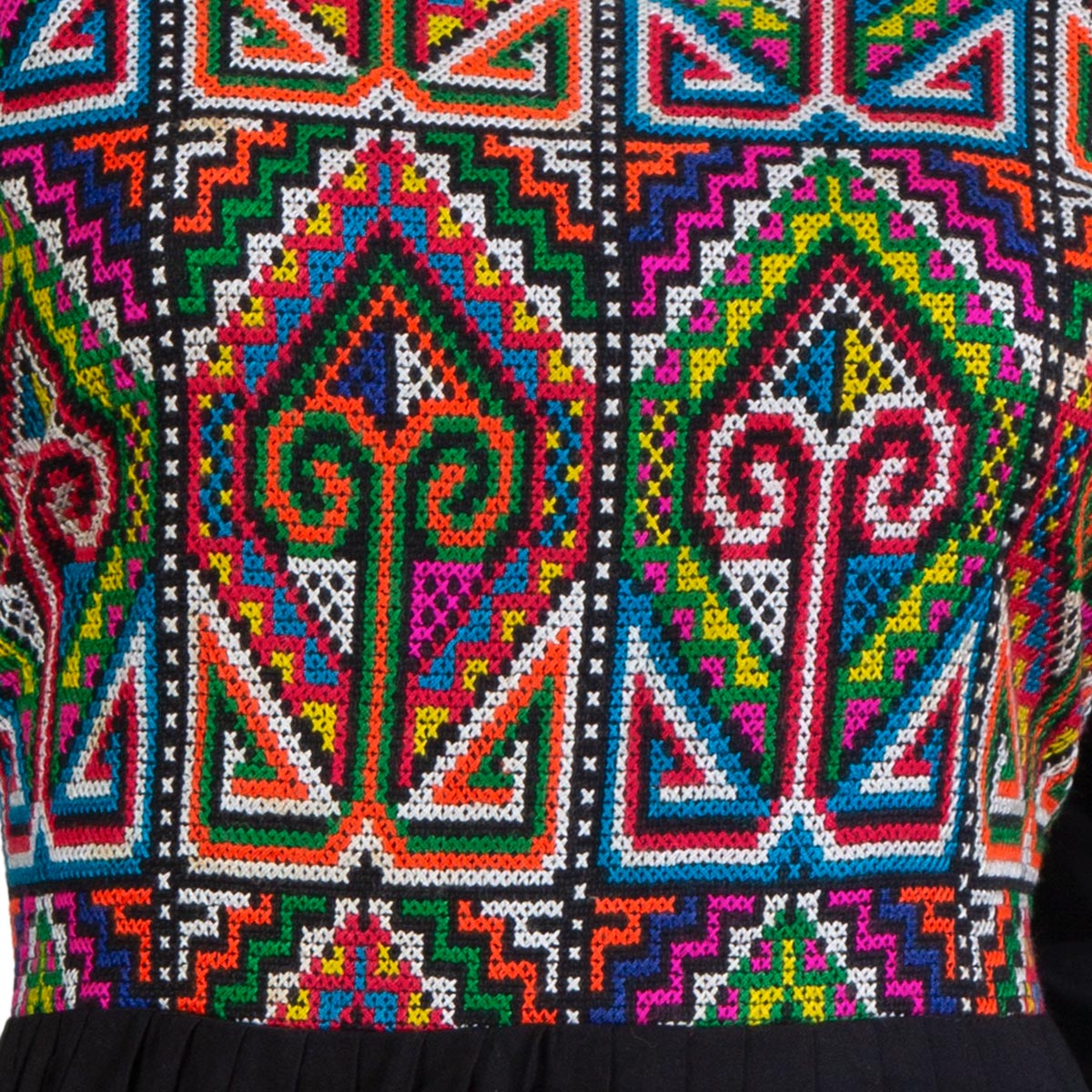 Black Cotton Party Dress | Fancy Frock With Cross-stitch Embroidery