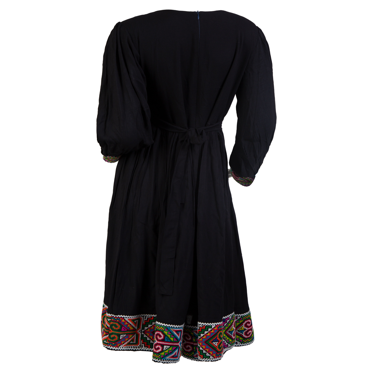 Black Cotton Party Dress | Fancy Frock With Cross-stitch Embroidery