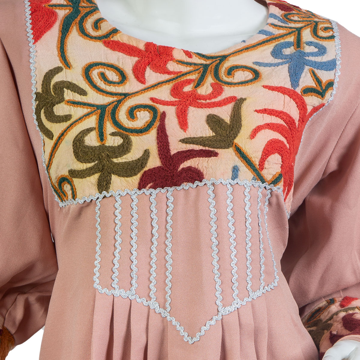 Pink Short Frock With Cuffed Sleeves | Fancy Embroidered Frock 