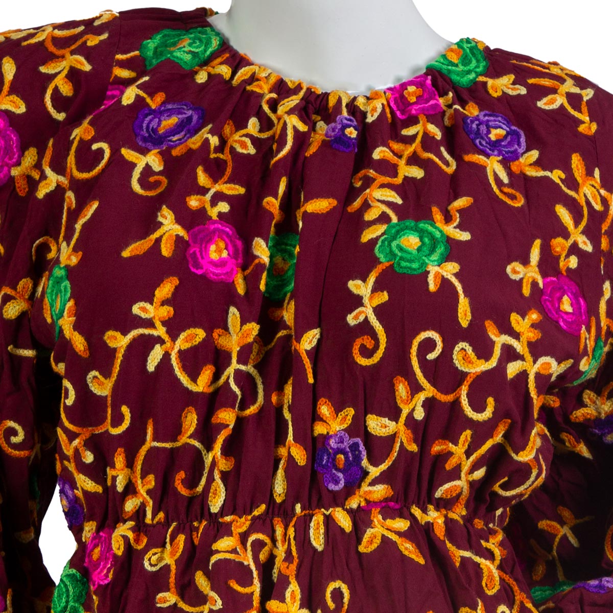 Cherma Embroidered Short Dress | Cotton Floral Stitched Frock