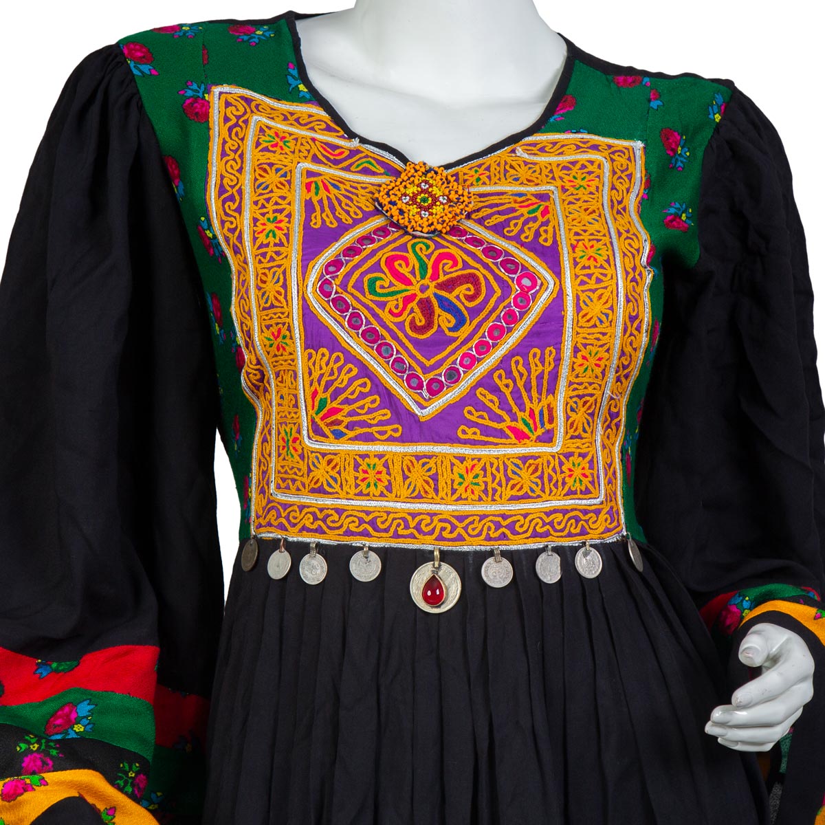 Black Embroidered Fancy Gown | Long Plated Cotton Frock