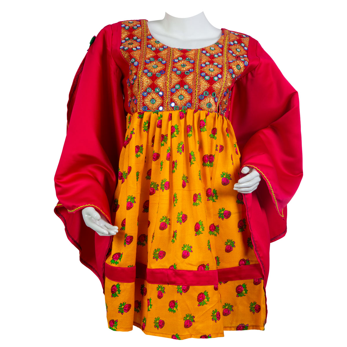 Gulnegar Dress With Mirror Embroidery | Floral Print Party Wear