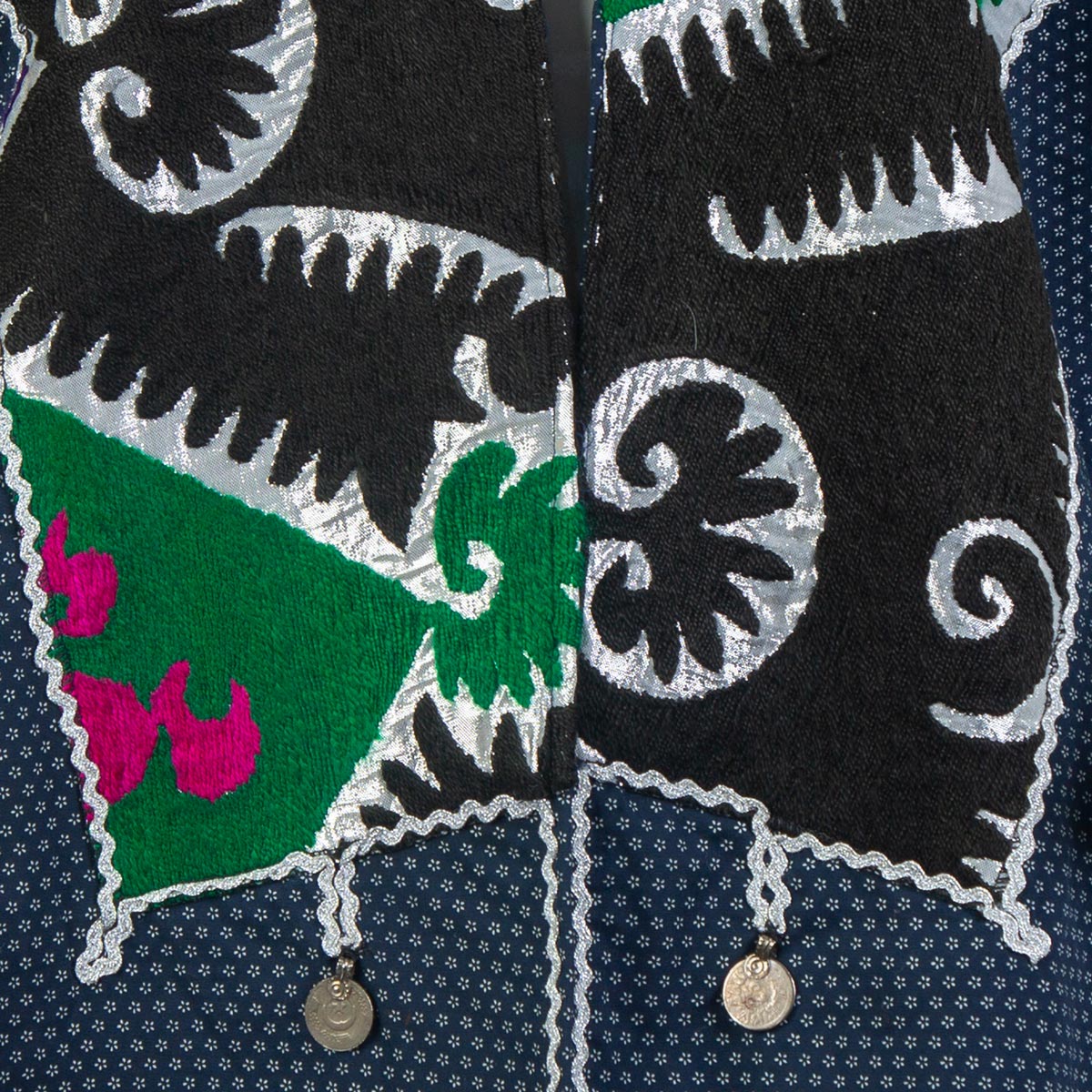 Short Cotton Plain Dress | Navy Blue Hand Embroidered Dress